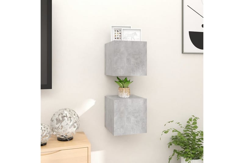 Väggmonterade tv-bänkar 2 st betonggrå 30,5x30x30 cm - Grå - Möbler - Tv möbel & mediamöbel - TV bänk & mediabänk