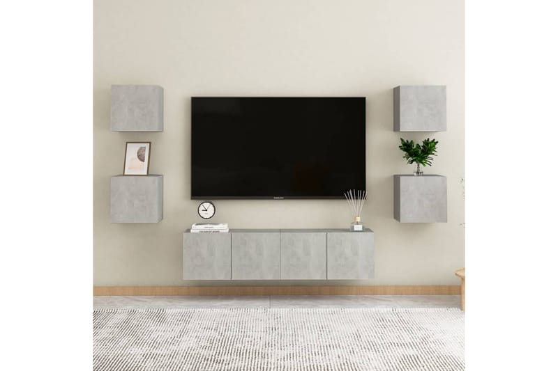 Väggmonterade tv-bänkar 2 st betonggrå 30,5x30x30 cm - Grå - Möbler - Tv möbel & mediamöbel - TV bänk & mediabänk