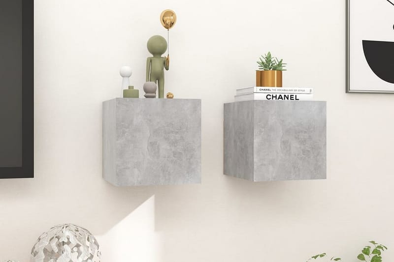 Väggmonterade tv-bänkar 2 st betonggrå 30,5x30x30 cm - Grå - Möbler - Tv möbel & mediamöbel - TV bänk & mediabänk