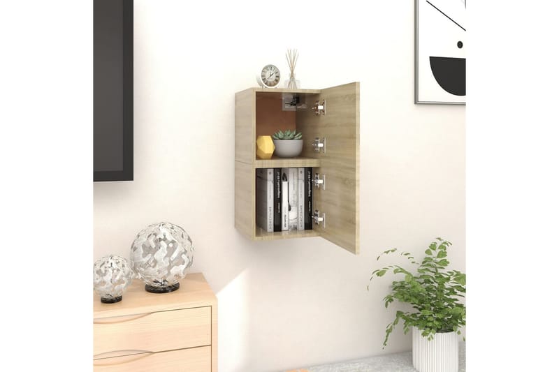 Väggmonterade tv-skåp 2 st sonoma-ek 30,5x30x30 cm - Brun - Möbler - Tv möbel & mediamöbel - TV bänk & mediabänk