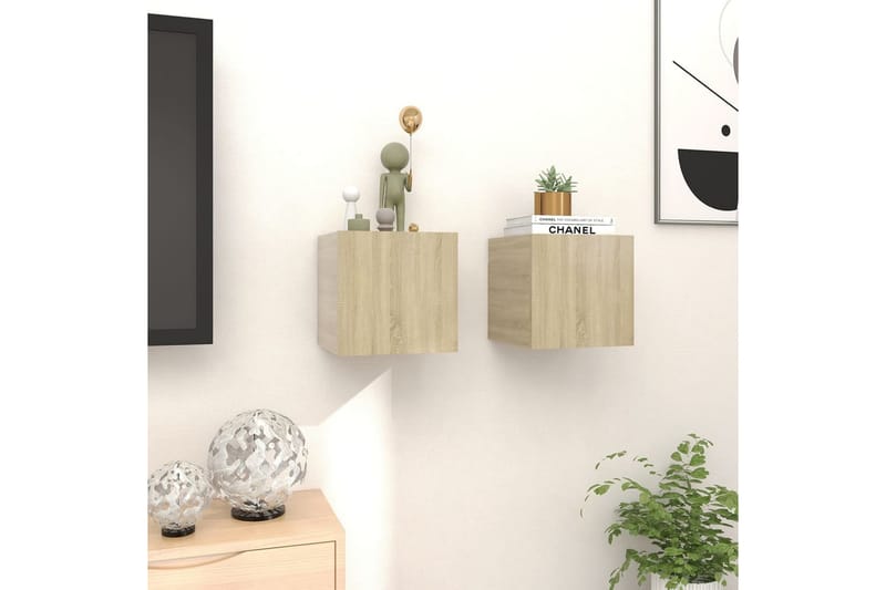 Väggmonterade tv-skåp 2 st sonoma-ek 30,5x30x30 cm - Brun - Möbler - Tv möbel & mediamöbel - TV bänk & mediabänk