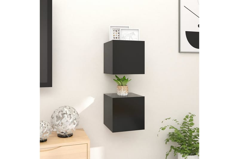 Väggmonterade tv-skåp 2 st svart 30,5x30x30 cm - Svart - Möbler - Tv möbel & mediamöbel - TV bänk & mediabänk