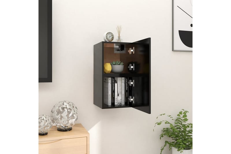 Väggmonterade tv-skåp 2 st svart 30,5x30x30 cm - Svart - Möbler - Tv möbel & mediamöbel - TV bänk & mediabänk