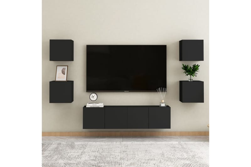 Väggmonterade tv-skåp 2 st svart 30,5x30x30 cm - Svart - TV bänk & mediabänk