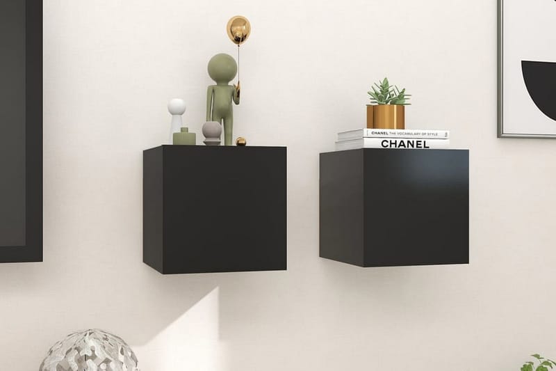Väggmonterade tv-skåp 2 st svart 30,5x30x30 cm - Svart - Möbler - Tv möbel & mediamöbel - TV bänk & mediabänk