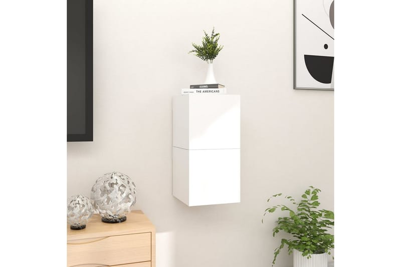Väggmonterade tv-skåp 2 st vit högglans 30,5x30x30 cm - Vit - Möbler - Tv möbel & mediamöbel - TV bänk & mediabänk