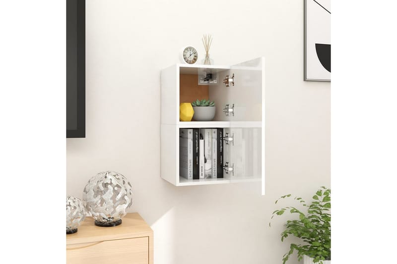 Väggmonterade tv-skåp 2 st vit högglans 30,5x30x30 cm - Vit - Möbler - Tv möbel & mediamöbel - TV bänk & mediabänk