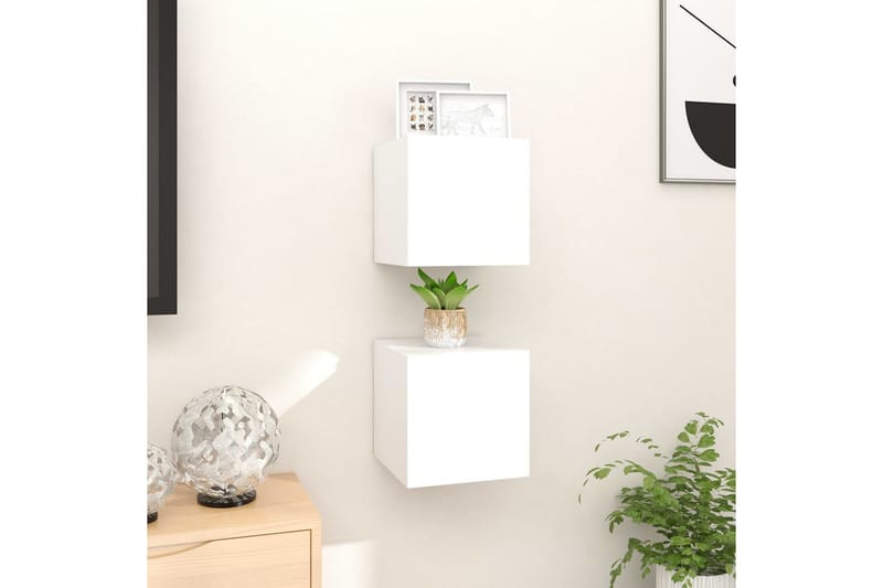 Väggmonterade tv-skåp 2 st vit högglans 30,5x30x30 cm - Vit - Möbler - Tv möbel & mediamöbel - TV bänk & mediabänk