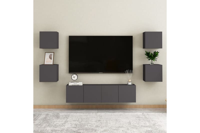 Väggmonterade tv-skåp 4 st grå 30,5x30x30 cm - Grå - TV bänk & mediabänk