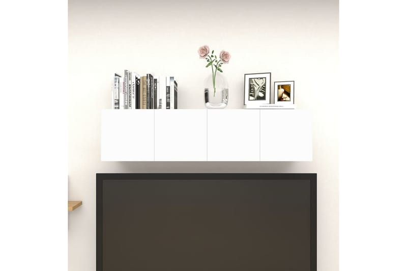 Väggmonterade tv-skåp 4 st vit och sonoma-ek 30,5x30x30 cm - Vit - TV bänk & mediabänk