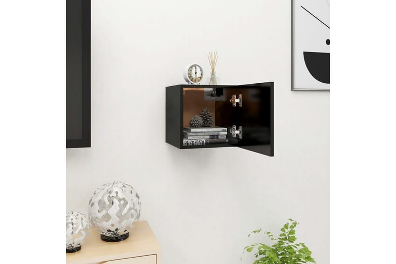 Väggmonterat tv-bänk svart 30,5x30x30 cm - Svart - Möbler - Tv möbel & mediamöbel - TV bänk & mediabänk