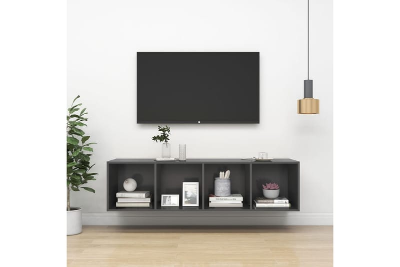 Väggmonterat tv-skåp grå 37x37x142,5 cm spånskiva - Grå - Möbler - Tv möbel & mediamöbel - TV bänk & mediabänk