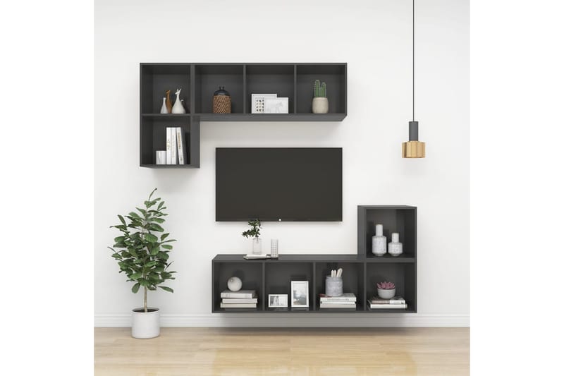 Väggmonterat tv-skåp grå 37x37x142,5 cm spånskiva - Grå - Möbler - Tv möbel & mediamöbel - TV bänk & mediabänk