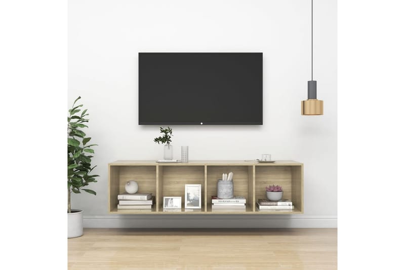 Väggmonterat tv-skåp somona-ek 37x37x142,5 cm spånskiva - Brun - Möbler - Tv möbel & mediamöbel - TV bänk & mediabänk