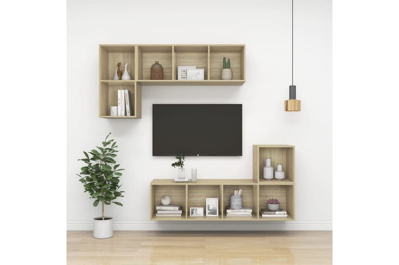 Väggmonterat tv-skåp somona-ek 37x37x142,5 cm spånskiva - Brun - Möbler - Tv möbel & mediamöbel - TV bänk & mediabänk
