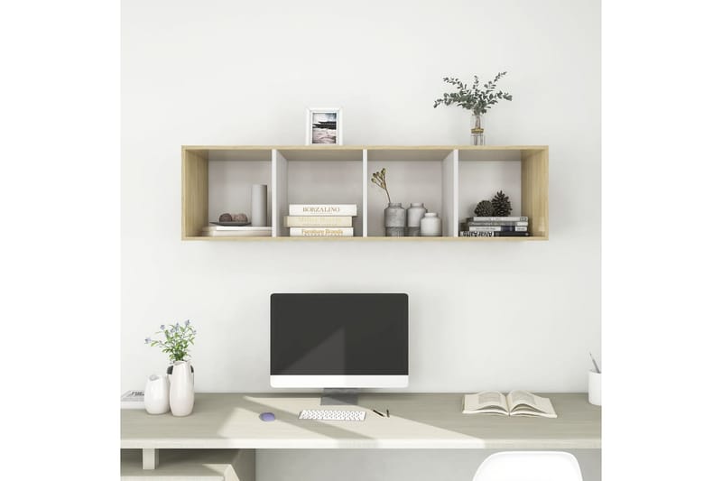 Väggmonterat tv-skåp somona-ek och vit 37x37x142,5 cm spånsk - Brun - Möbler - Tv möbel & mediamöbel - TV bänk & mediabänk