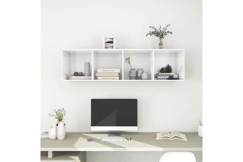 Väggmonterat tv-skåp vit högglans 37x37x142,5 cm spånskiva - Vit - Möbler - Tv möbel & mediamöbel - TV bänk & mediabänk