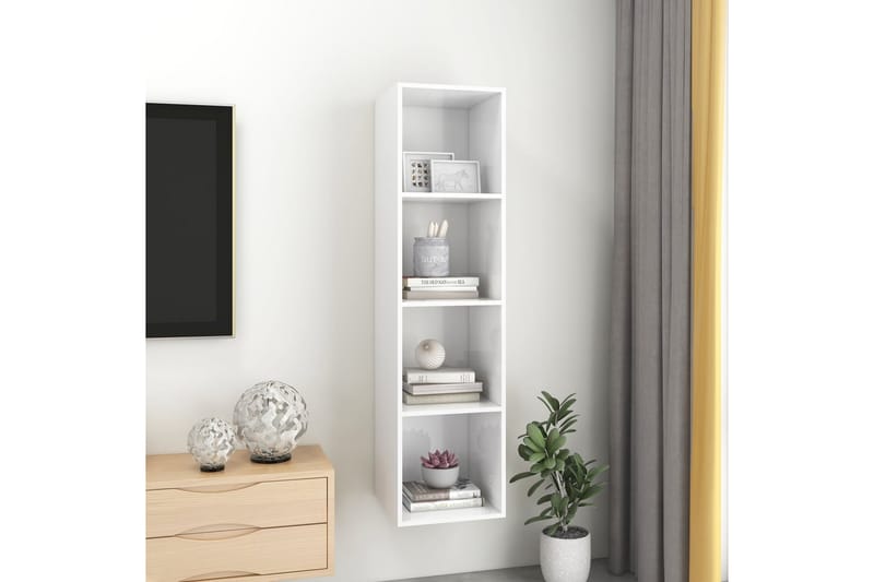 Väggmonterat tv-skåp vit högglans 37x37x142,5 cm spånskiva - Vit - Möbler - Tv möbel & mediamöbel - TV bänk & mediabänk