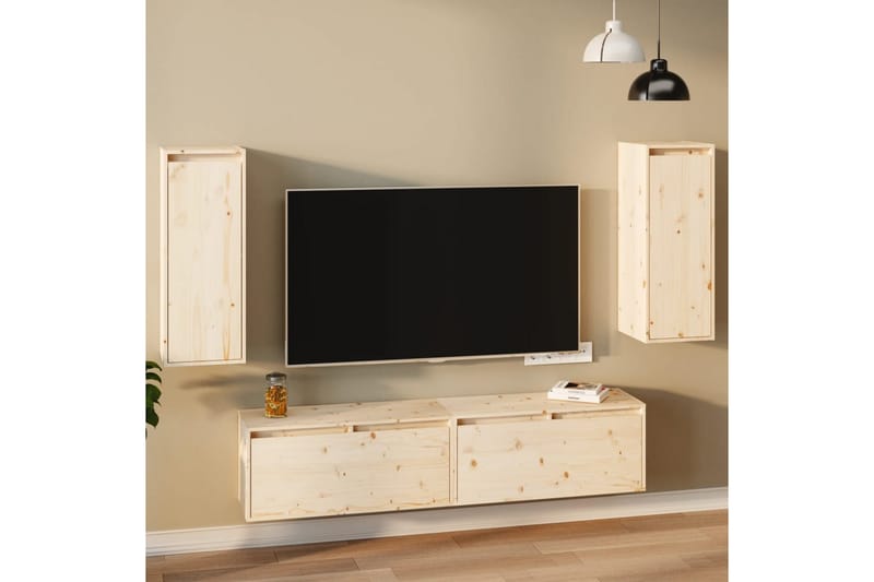 Väggskåp 2 st 30x30x80 cm massiv furu - Brun - Möbler - Tv möbel & mediamöbel - TV bänk & mediabänk