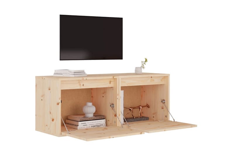 Väggskåp 2 st 45x30x35 cm massiv furu - Brun - Möbler - Tv möbel & mediamöbel - TV bänk & mediabänk