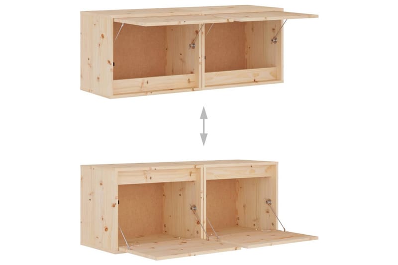 Väggskåp 2 st 45x30x35 cm massiv furu - Brun - Möbler - Tv möbel & mediamöbel - TV bänk & mediabänk