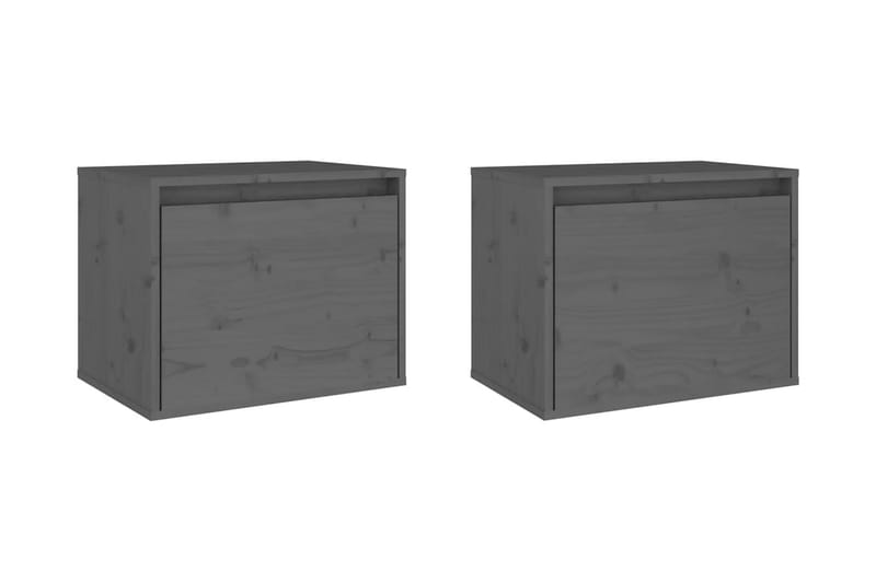 Väggskåp 2 st 45x30x35 cm massiv furu grå - Grå - Möbler - Tv möbel & mediamöbel - TV bänk & mediabänk
