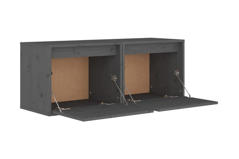 Väggskåp 2 st 45x30x35 cm massiv furu grå - Grå - Möbler - Tv möbel & mediamöbel - TV bänk & mediabänk