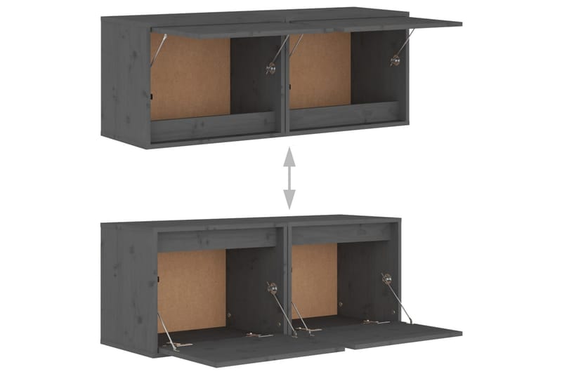 Väggskåp 2 st 45x30x35 cm massiv furu grå - Grå - Möbler - Tv möbel & mediamöbel - TV bänk & mediabänk