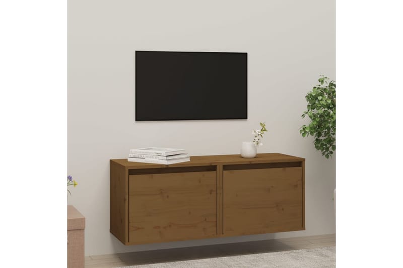 Väggskåp 2 st 45x30x35 cm massiv furu honungbrun - Brun - Möbler - Tv möbel & mediamöbel - TV bänk & mediabänk