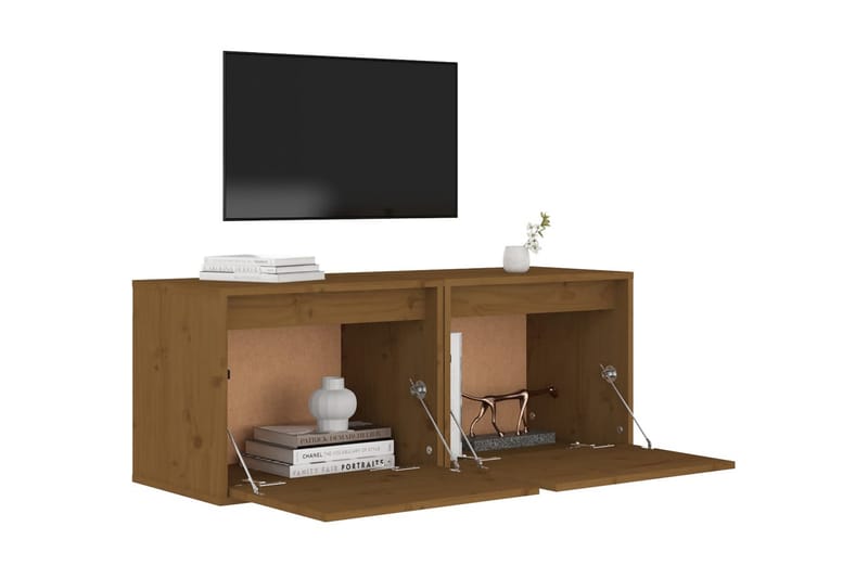 Väggskåp 2 st 45x30x35 cm massiv furu honungbrun - Brun - Möbler - Tv möbel & mediamöbel - TV bänk & mediabänk