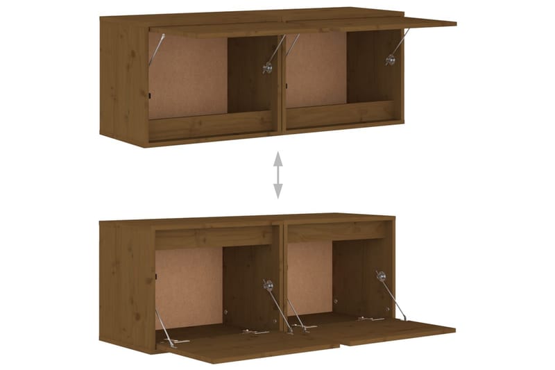 Väggskåp 2 st 45x30x35 cm massiv furu honungbrun - Brun - Möbler - Tv möbel & mediamöbel - TV bänk & mediabänk