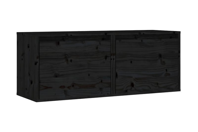 Väggskåp 2 st 45x30x35 cm massiv furu svart - Svart - Möbler - Tv möbel & mediamöbel - TV bänk & mediabänk