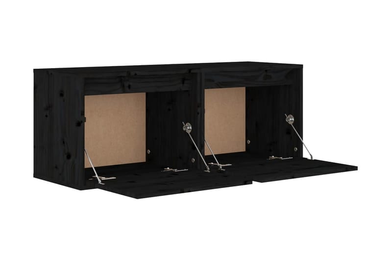 Väggskåp 2 st 45x30x35 cm massiv furu svart - Svart - Möbler - Tv möbel & mediamöbel - TV bänk & mediabänk