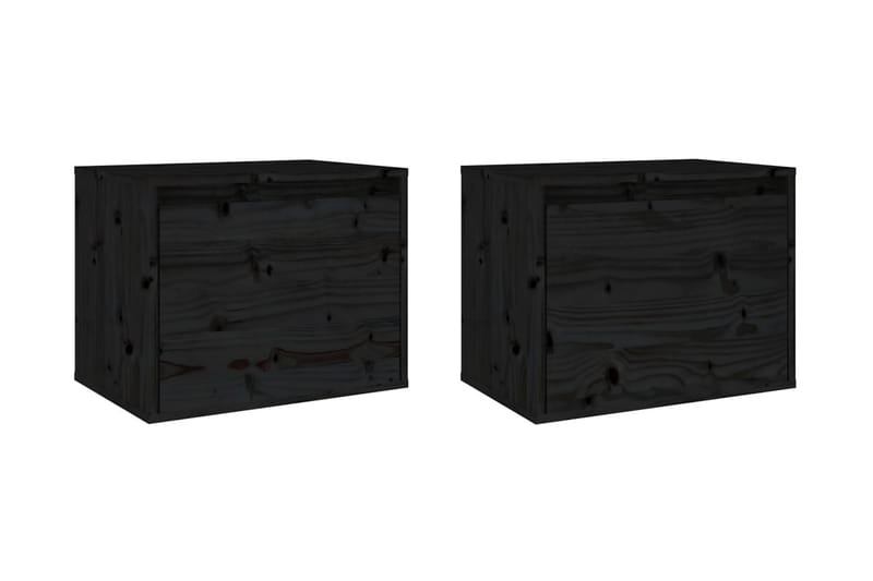 Väggskåp 2 st 45x30x35 cm massiv furu svart - Svart - Möbler - Tv möbel & mediamöbel - TV bänk & mediabänk