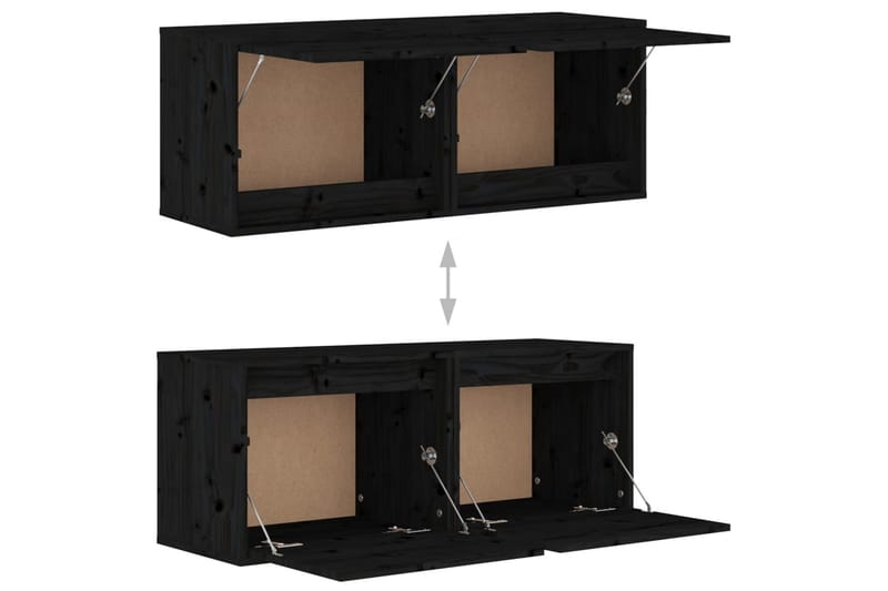 Väggskåp 2 st 45x30x35 cm massiv furu svart - Svart - Möbler - Tv möbel & mediamöbel - TV bänk & mediabänk