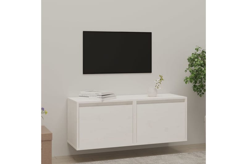 Väggskåp 2 st 45x30x35 cm massiv furu vit - Vit - Möbler - Tv möbel & mediamöbel - TV bänk & mediabänk