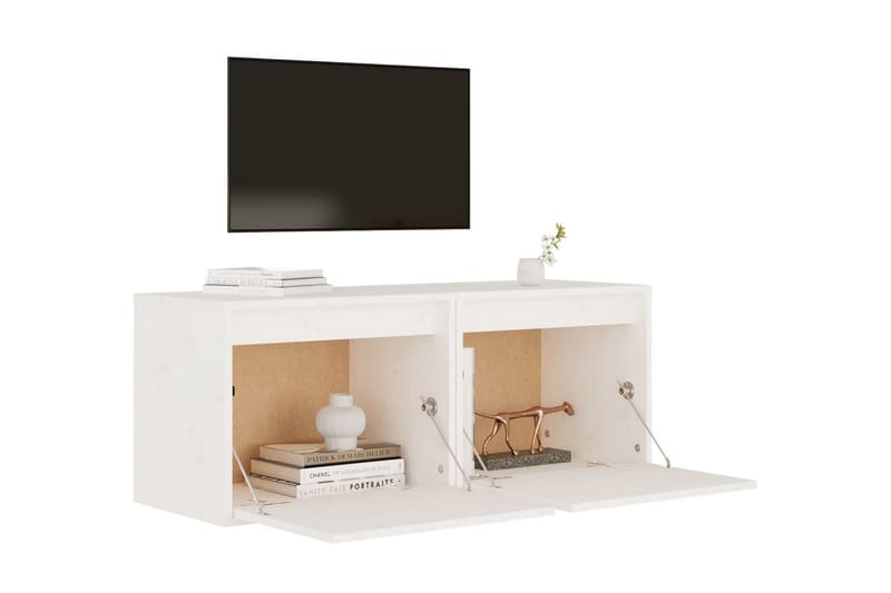 Väggskåp 2 st 45x30x35 cm massiv furu vit - Vit - Möbler - Tv möbel & mediamöbel - TV bänk & mediabänk