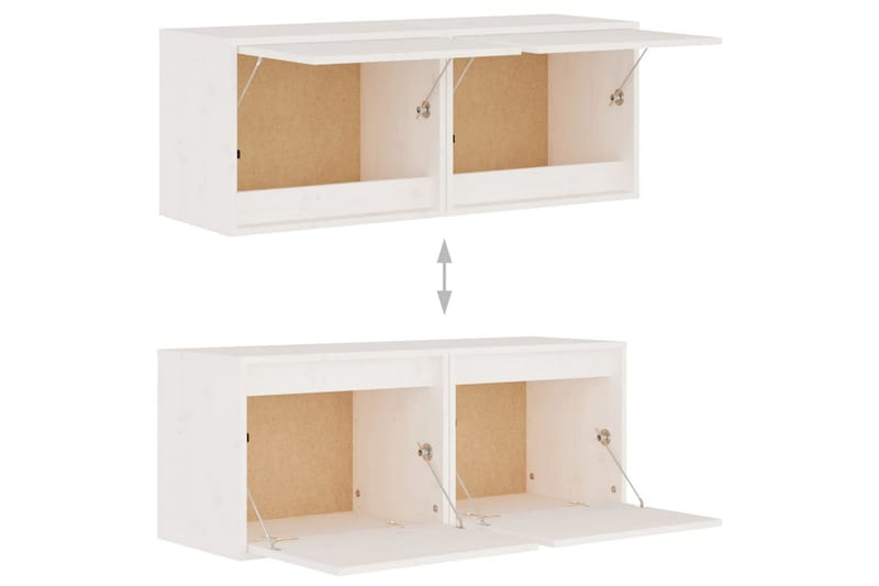 Väggskåp 2 st 45x30x35 cm massiv furu vit - Vit - Möbler - Tv möbel & mediamöbel - TV bänk & mediabänk