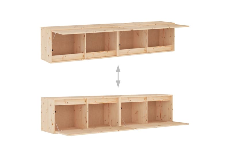 Väggskåp 2 st 80x30x35 cm massiv furu - Brun - Möbler - Tv möbel & mediamöbel - TV bänk & mediabänk