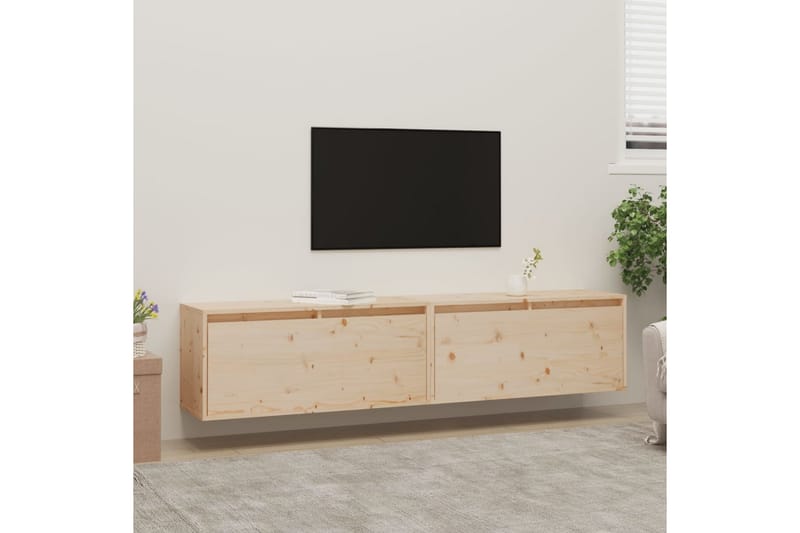 Väggskåp 2 st 80x30x35 cm massiv furu - Brun - Möbler - Tv möbel & mediamöbel - TV bänk & mediabänk