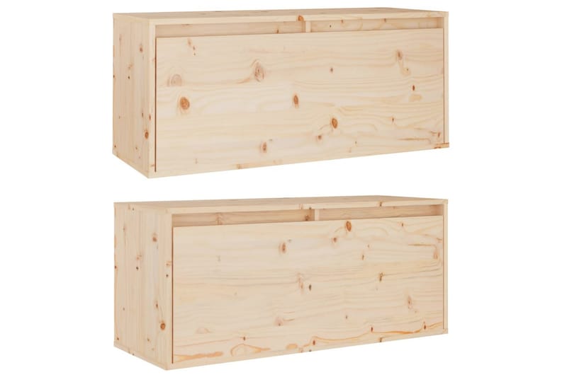 Väggskåp 2 st 80x30x35 cm massiv furu - Brun - Möbler - Tv möbel & mediamöbel - TV bänk & mediabänk