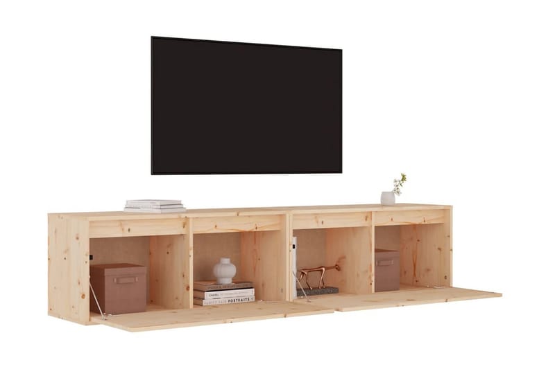 Väggskåp 2 st 80x30x35 cm massiv furu - Brun - Möbler - Tv möbel & mediamöbel - TV bänk & mediabänk