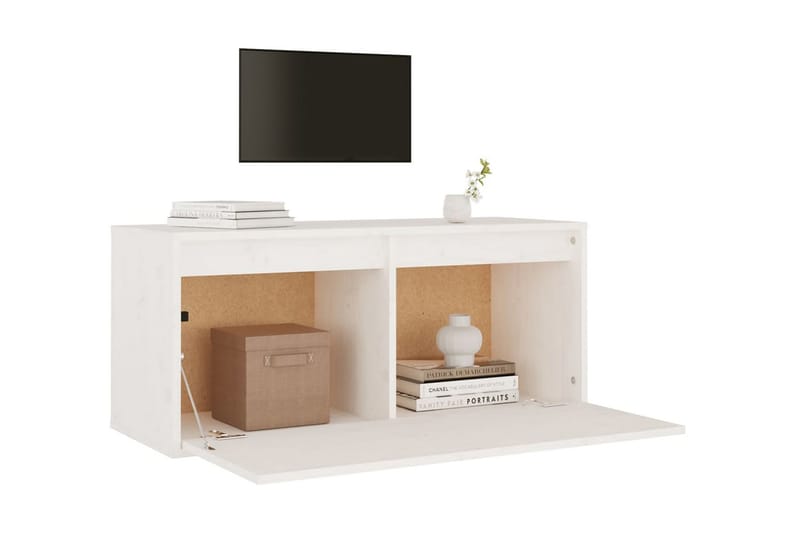 Väggskåp vit 80x30x35 cm massiv furu - Vit - Möbler - Tv möbel & mediamöbel - TV bänk & mediabänk