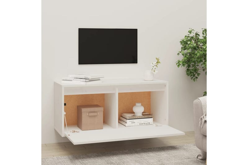 Väggskåp vit 80x30x35 cm massiv furu - Vit - TV bänk & mediabänk