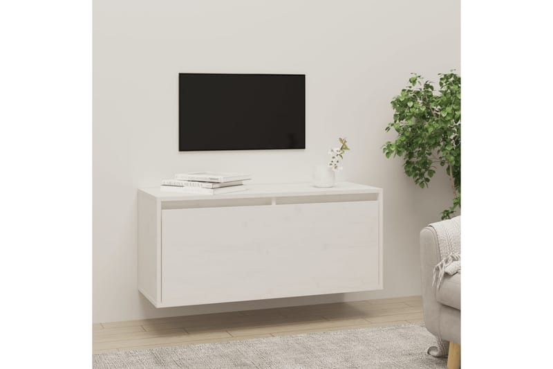 Väggskåp vit 80x30x35 cm massiv furu - Vit - TV bänk & mediabänk