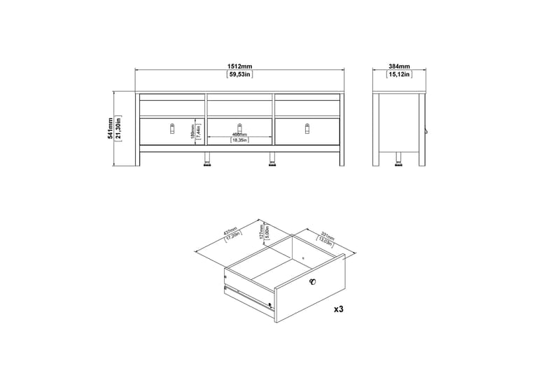 Vallvidera Tv-bänk 151 cm - Svart/Natur - Möbler - Tv möbel & mediamöbel - TV bänk & mediabänk