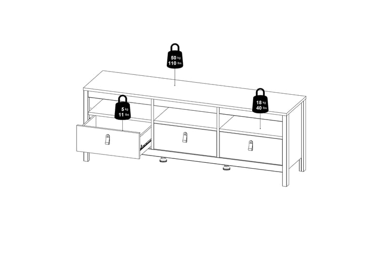 Vallvidera Tv-bänk 151 cm - Svart/Natur - Möbler - Tv möbel & mediamöbel - TV bänk & mediabänk