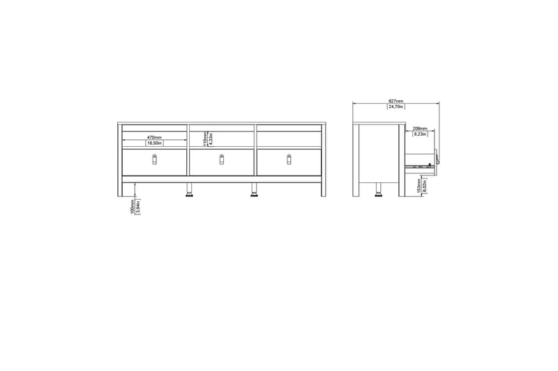 Vallvidera Tv-bänk 151 cm - Svart/Natur - Möbler - Tv möbel & mediamöbel - TV bänk & mediabänk