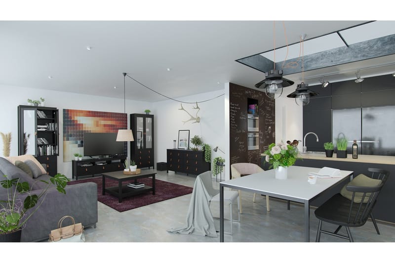 Vallvidera Tv-bänk 151 cm - Svart/Natur - Möbler - Tv möbel & mediamöbel - TV bänk & mediabänk