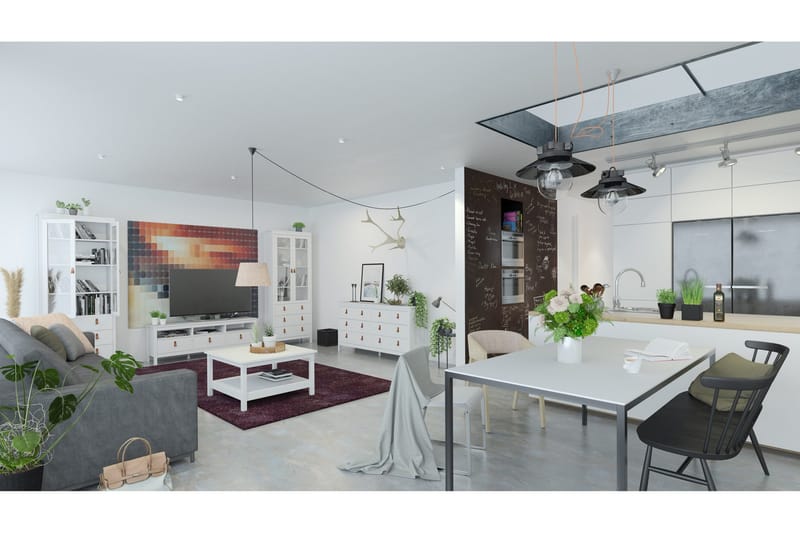 Vallvidera Tv-bänk 151 cm - Vit/Natur - Möbler - Tv möbel & mediamöbel - TV bänk & mediabänk